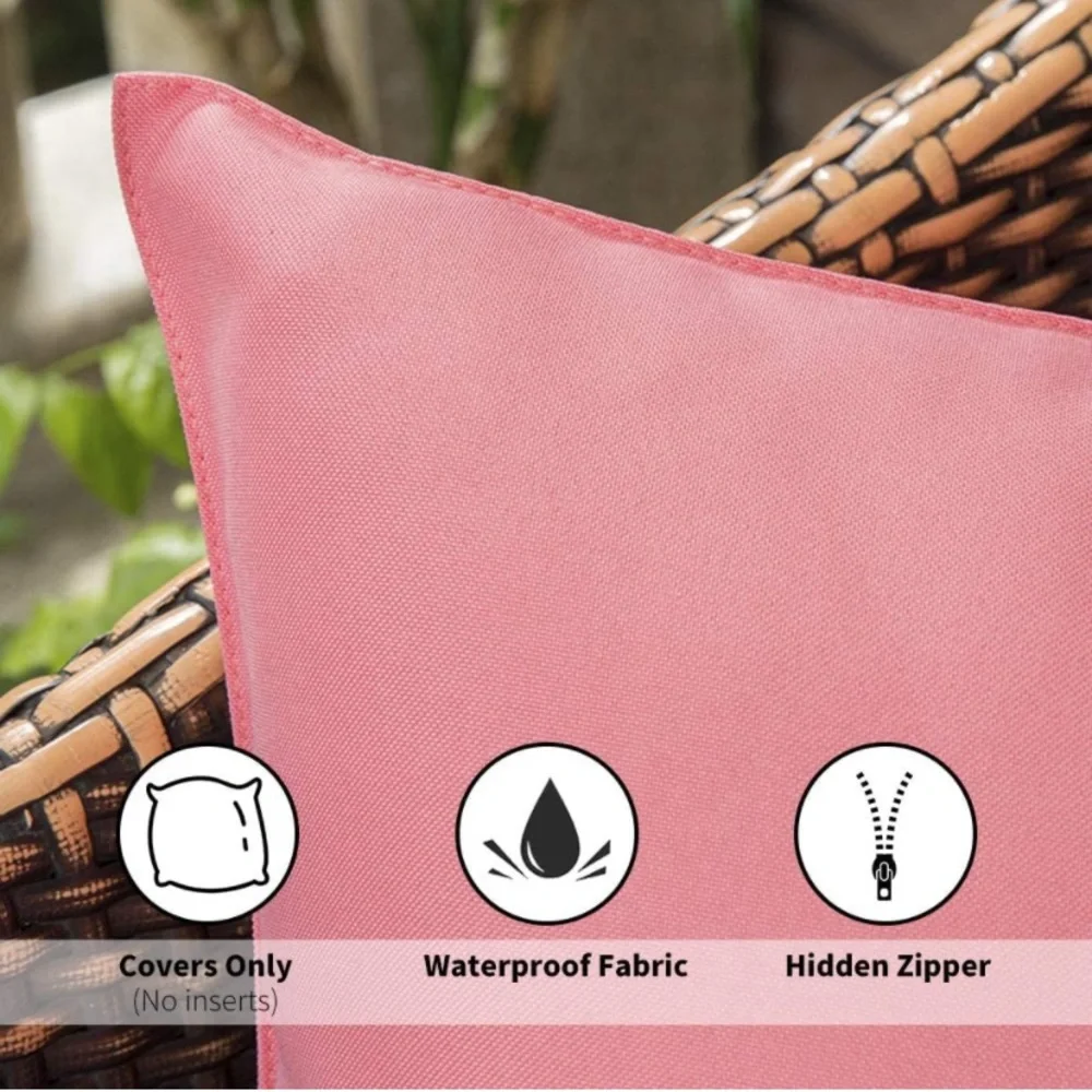 Luxury Home | Chic Pink Outdoor Water Resistant Lumbar Throw Pillow Covers